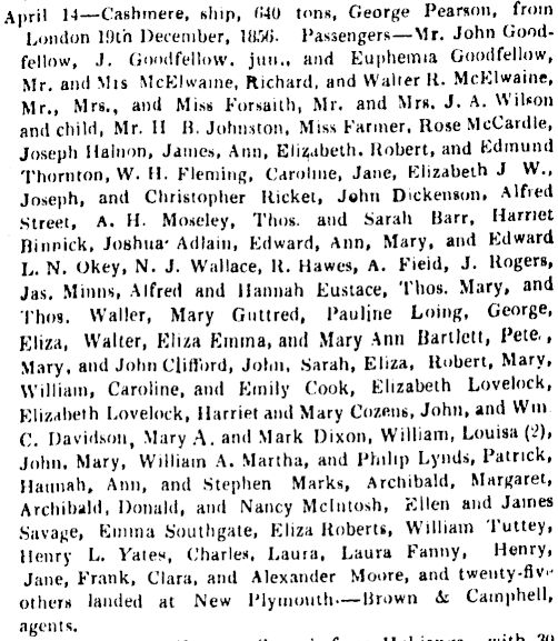 passenger list